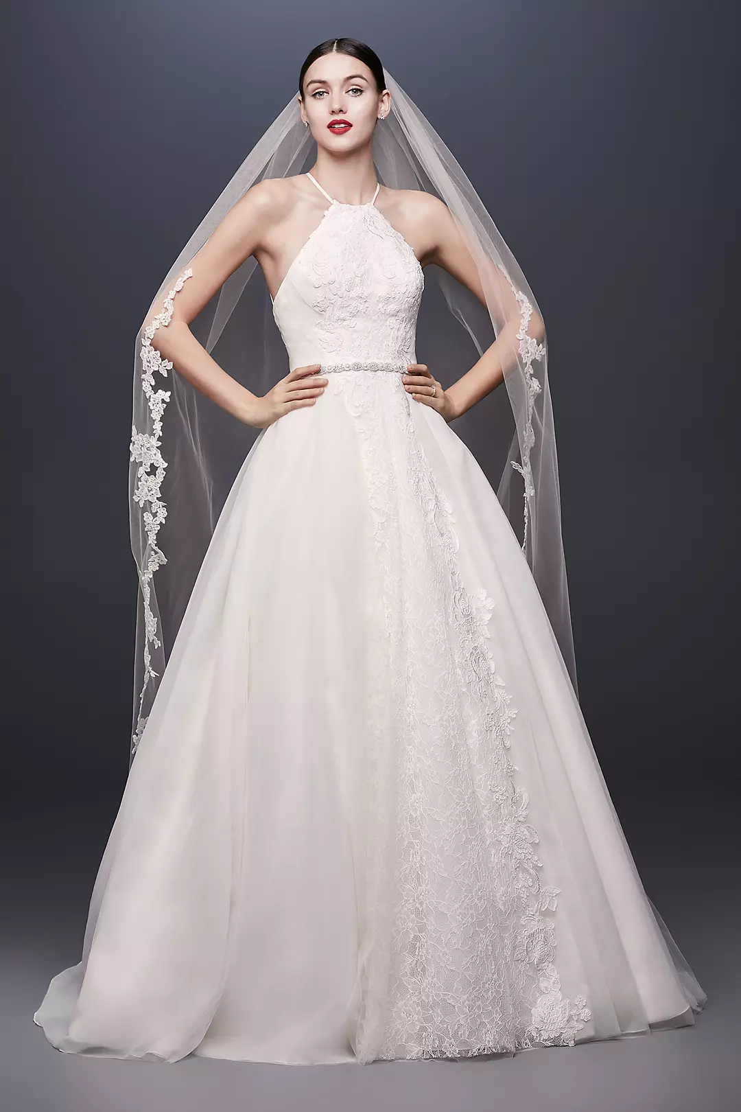 As-Is Halter-Tie Tulle Ball Gown Wedding Dress Image