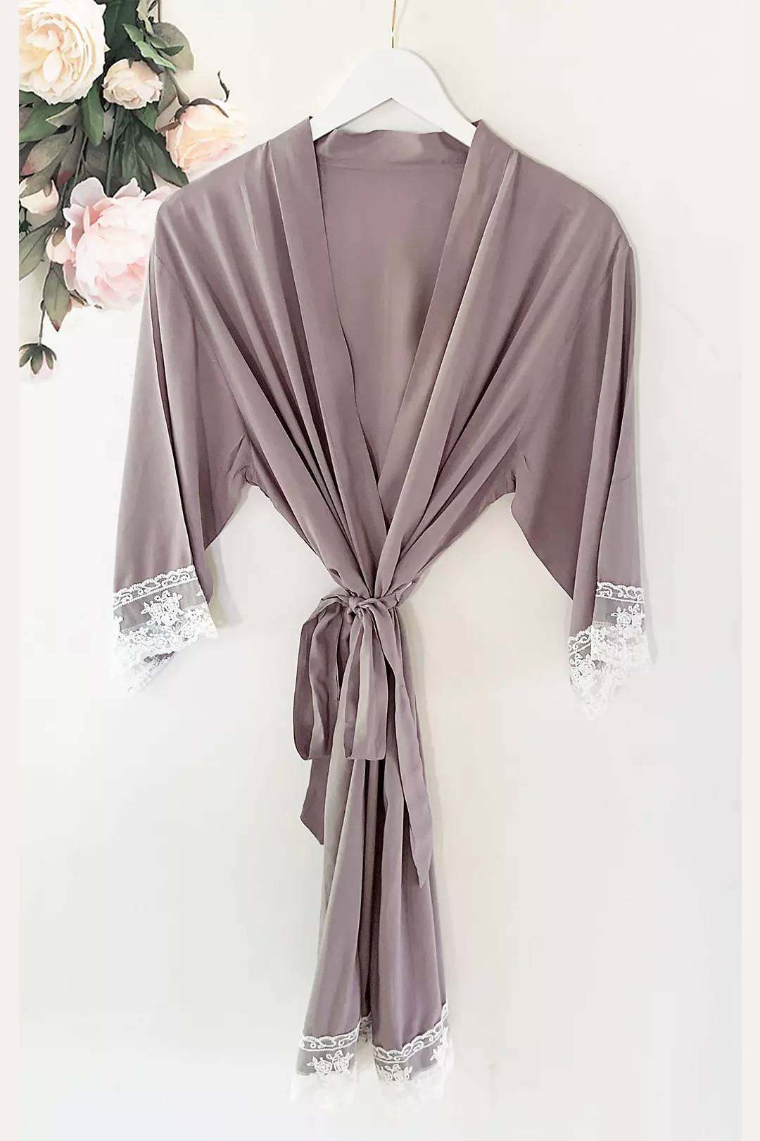 Maid of Honor Cotton Robe With Lace Trim Image