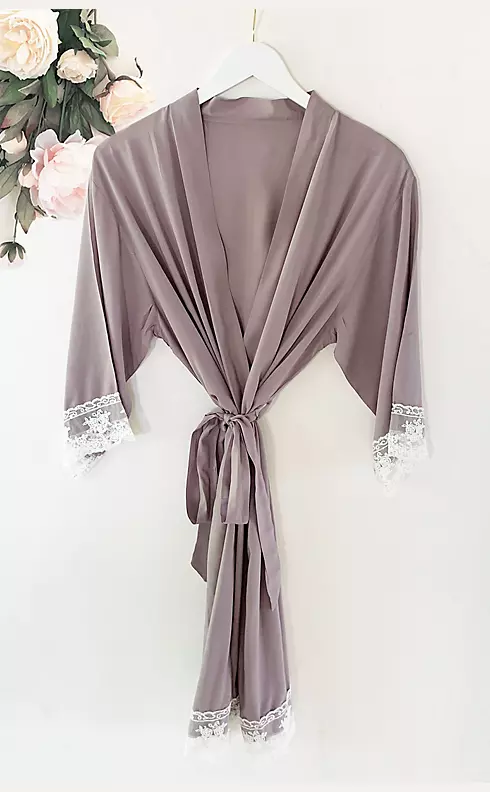 Maid of Honor Cotton Robe With Lace Trim Image 1