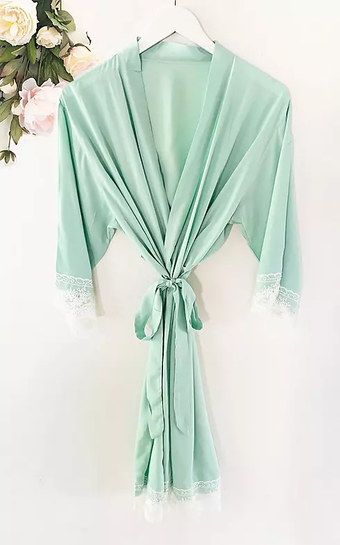 Bridesmaid Cotton Robe With Lace Trim Image 1