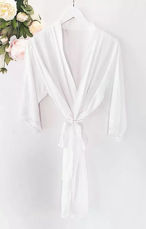Mother of the Bride Cotton Robe With Lace Trim Image 1