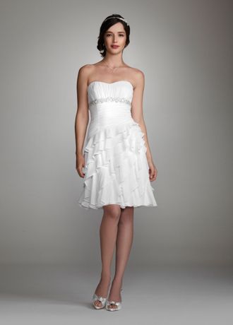 Strapless Chiffon Dress with Tiered Skirt Image
