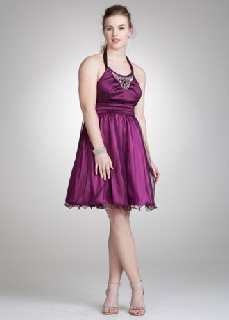 Taffeta and Tulle Dress with Jeweled Necklace Image