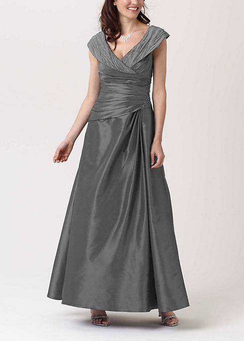 Long Iridescent Taffeta Mock Two-piece Dress Image