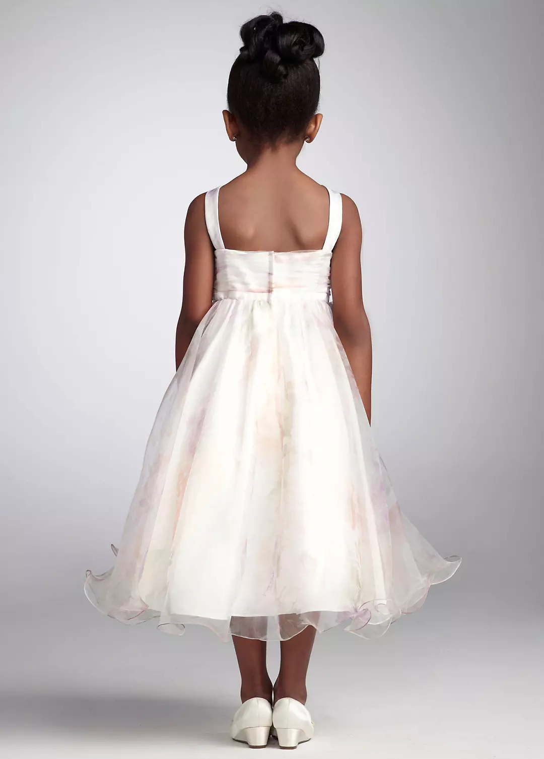 Tea-Length Organza Dress with 3D Flower and Ruffle Image 2