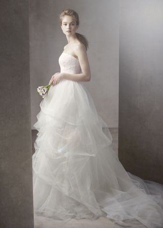 White by Vera Wang Lace and Tulle Wedding Dress | David's Bridal