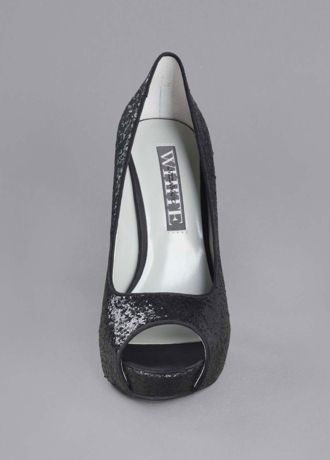 Glitter Peep Toe Platform Pump | David's Bridal