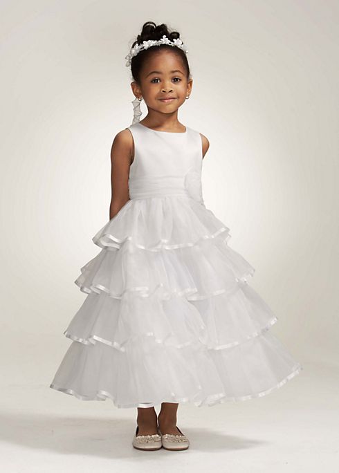 Organza Tiered Tea-Length Ball Gown Image