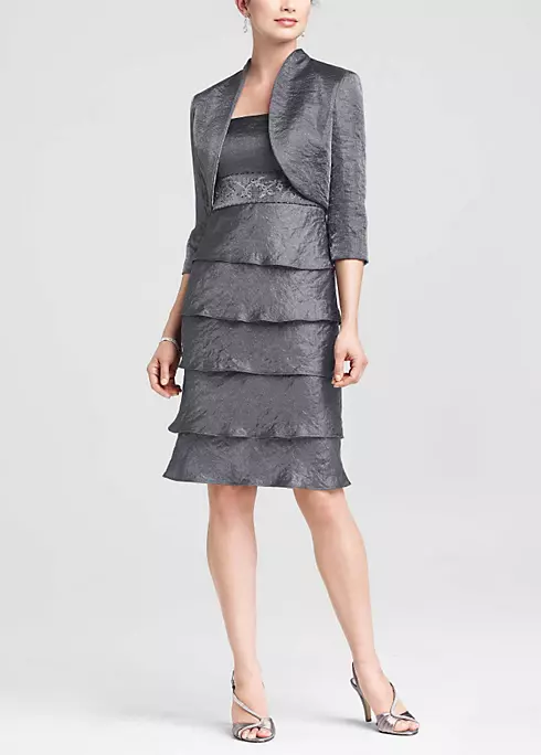 Hammered Shimmer Jacket Dress with Tiered Skirt Image 2