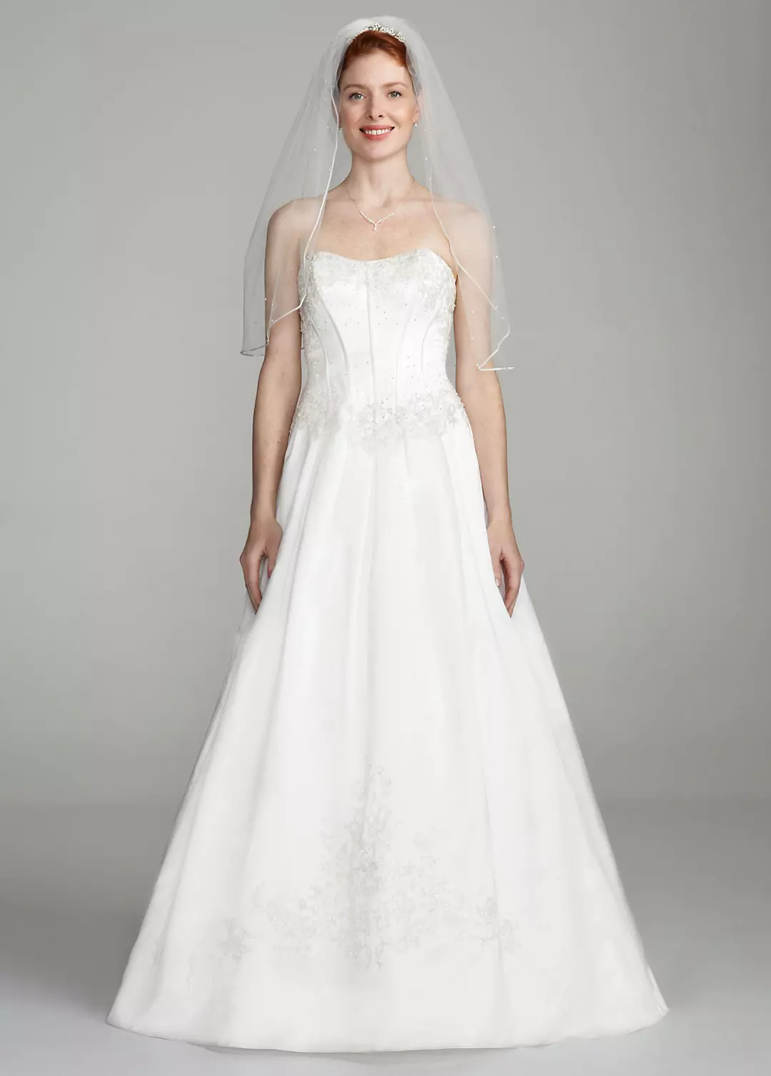 Strapless Satin Ball Gown with Beaded Lace Bodice Image
