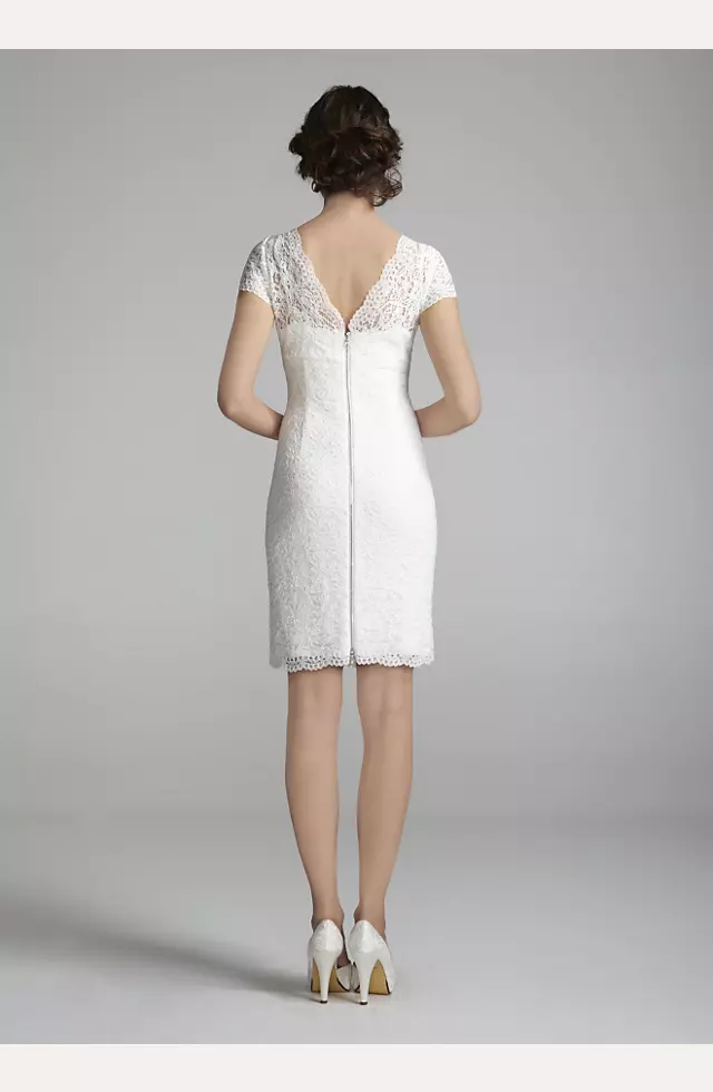 Short Lace Cap Sleeve Dress with Exposed Zipper Image 3