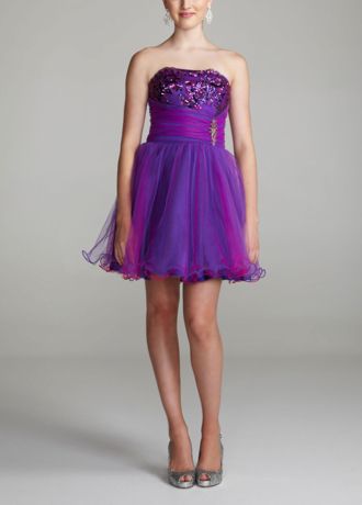 Strapless Short Homecoming Dress with Sequins David s Bridal