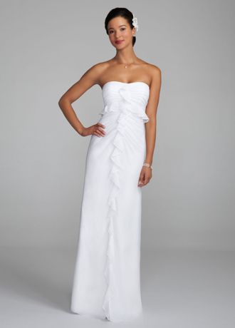 white strapless chiffon dress