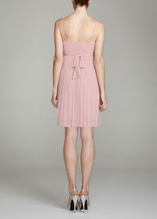 Mesh Dress with Beaded Waist and Spaghetti Straps Image 3