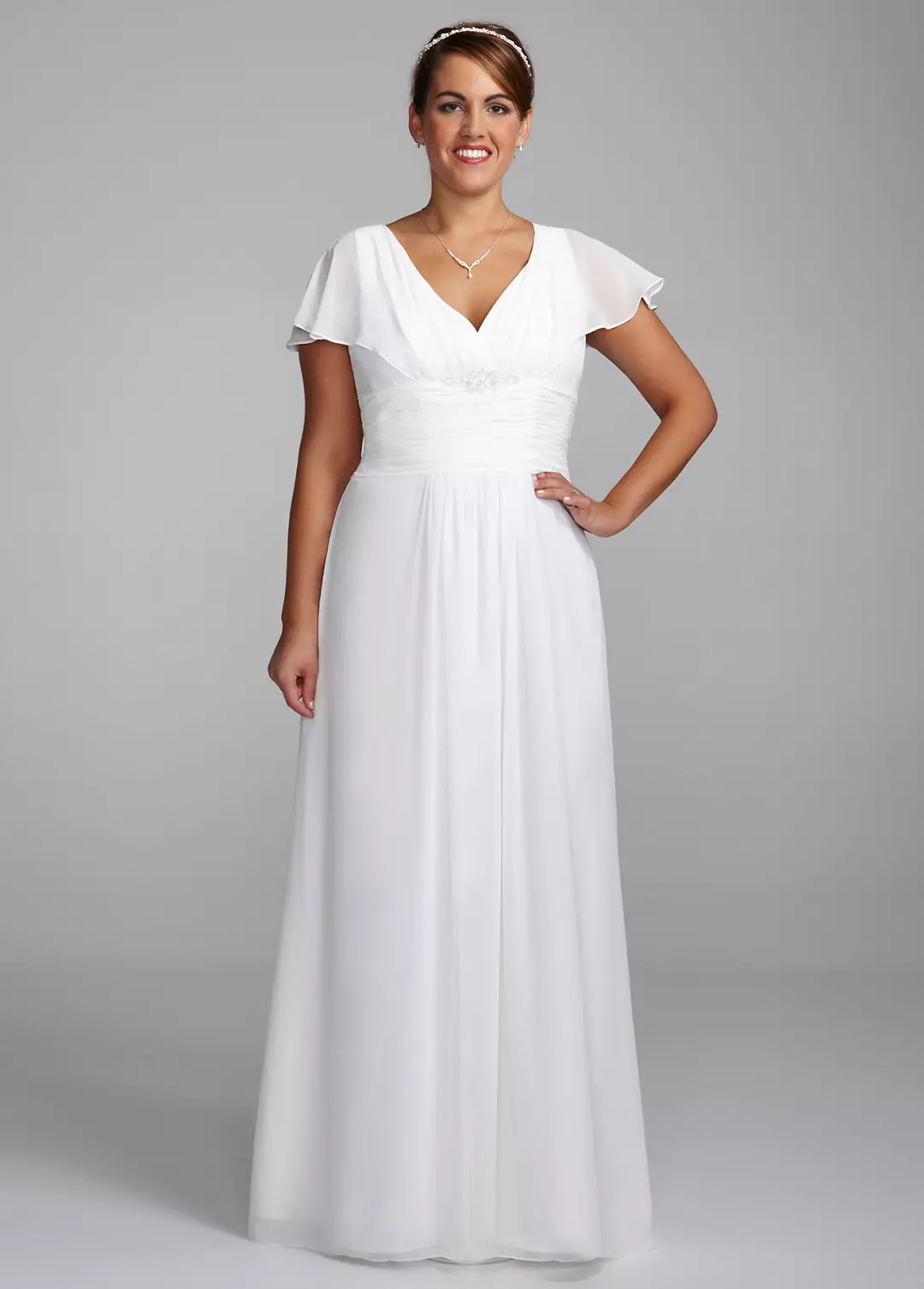 As-Is Flutter Sleeve Plus Size Wedding Dress  Image
