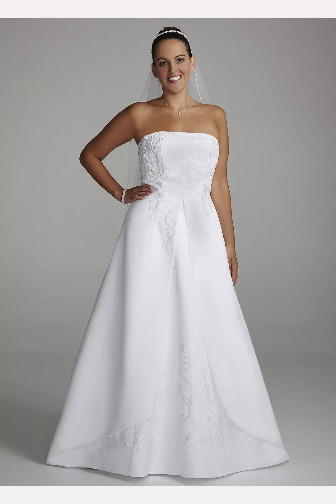 Strapless A-line Satin Gown with Chapel Train Image