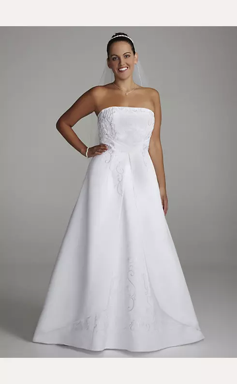 Strapless A-line Satin Gown with Chapel Train Image 1
