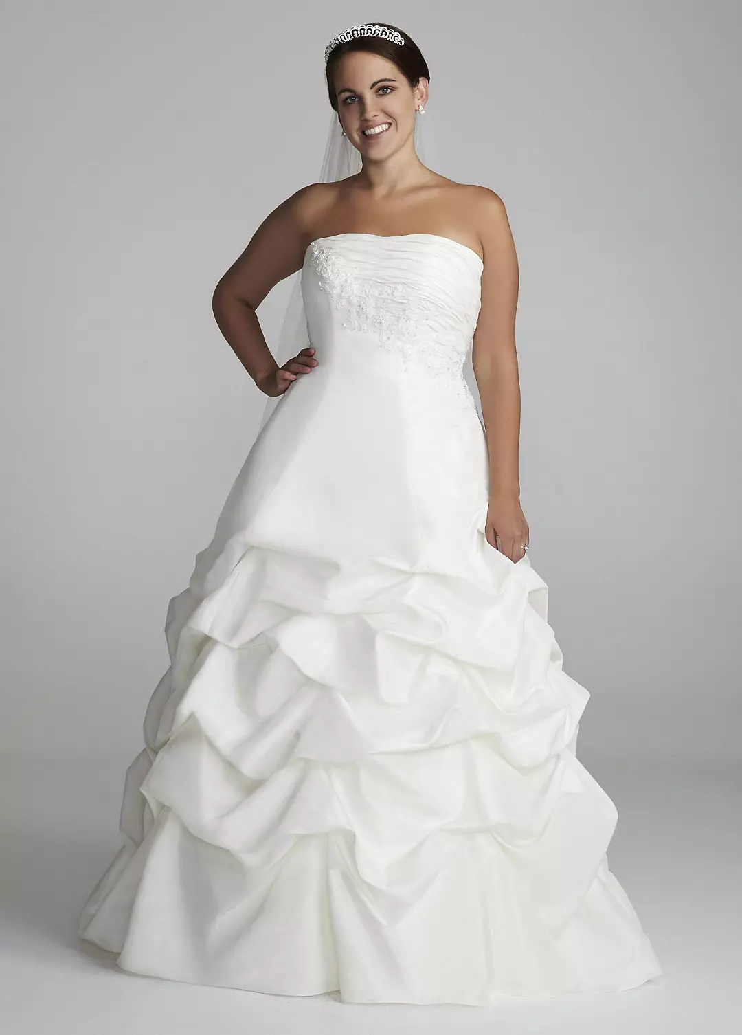 Taffeta Strapless Pick Up Ball Gown with Lace Image