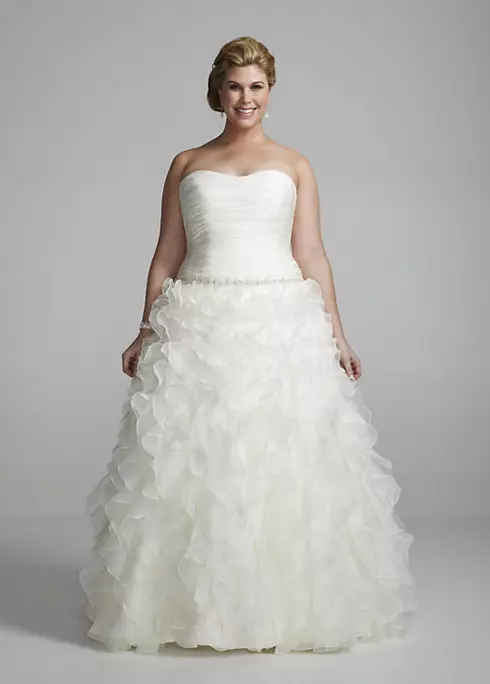 Strapless Organza Ball Gown with Ruffle Detail Image 1