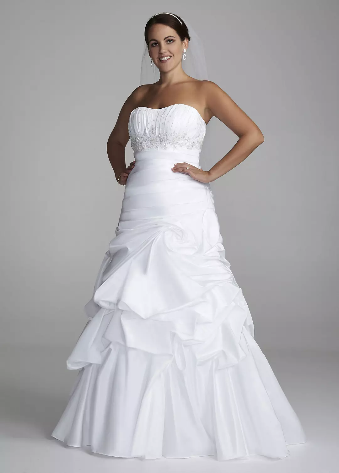 Strapless Taffeta Gown with Pick Up Swirl Skirt David's Bridal