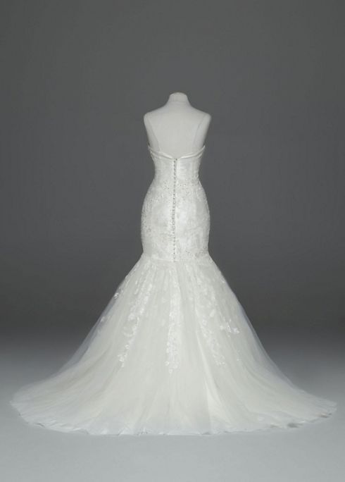 Oleg Cassini Layered Lace Mermaid Wedding Dress Image 3