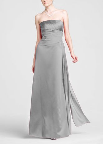 Strapless Satin A-line with Pleated Chiffon Bodice | David's Bridal