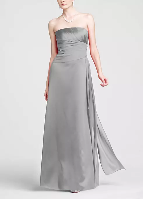 Strapless Satin A-line with Pleated Chiffon Bodice Image 1