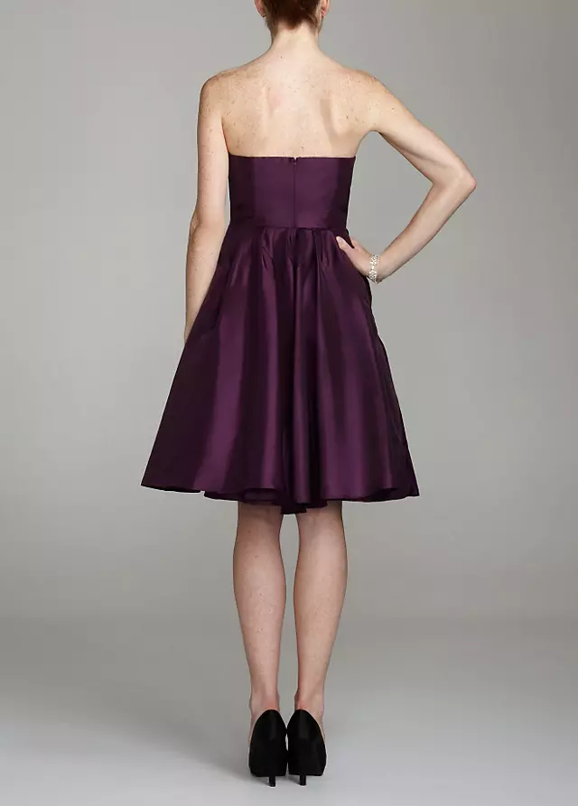 Strapless Taffeta Dress with Full Skirt Image 3