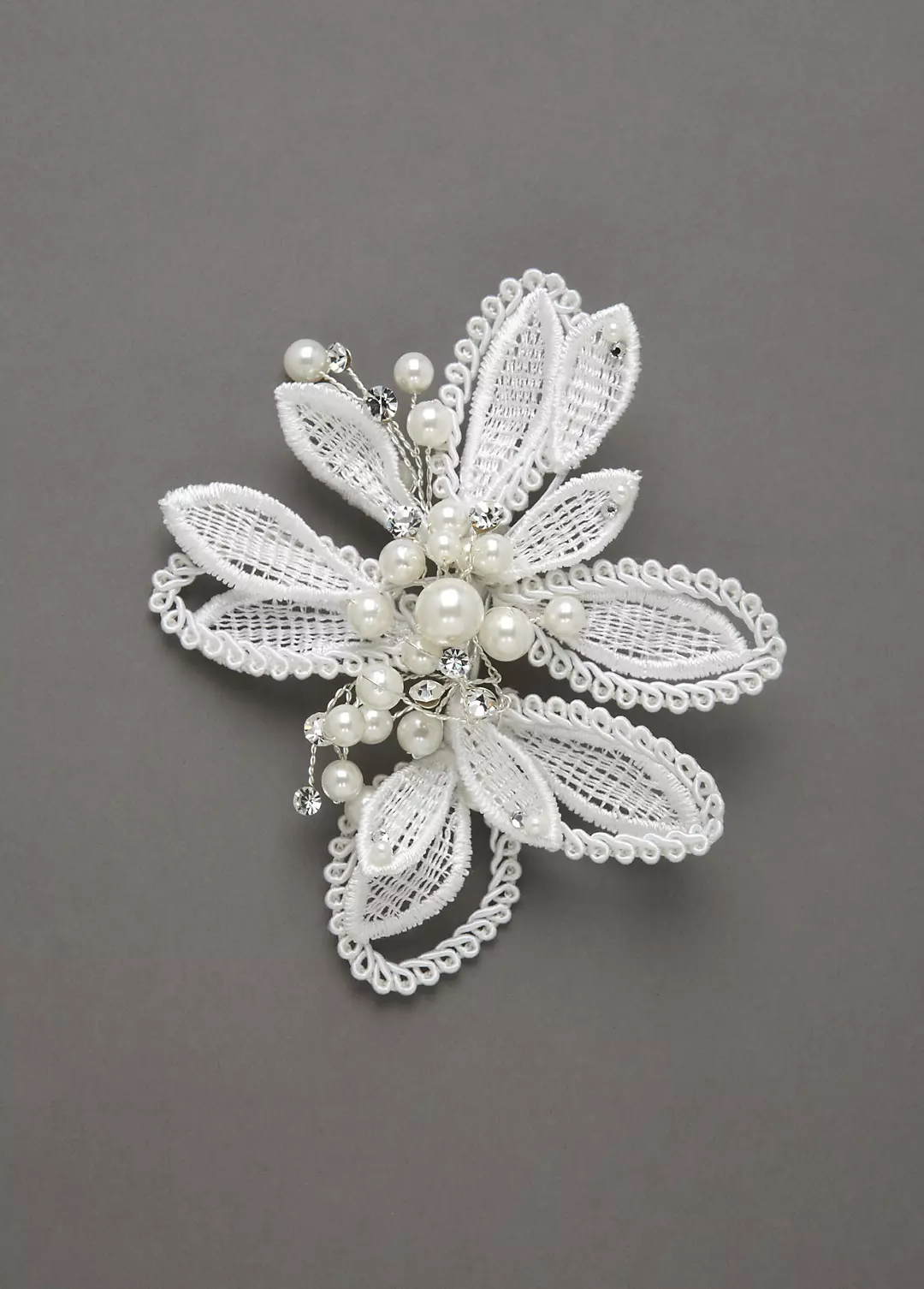 Lace Flower Clip Accented with Crystals and Pearls Image