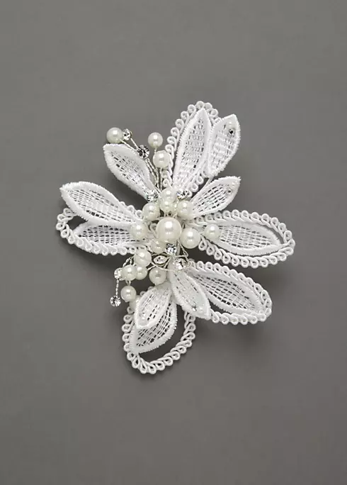 Lace Flower Clip Accented with Crystals and Pearls Image 1