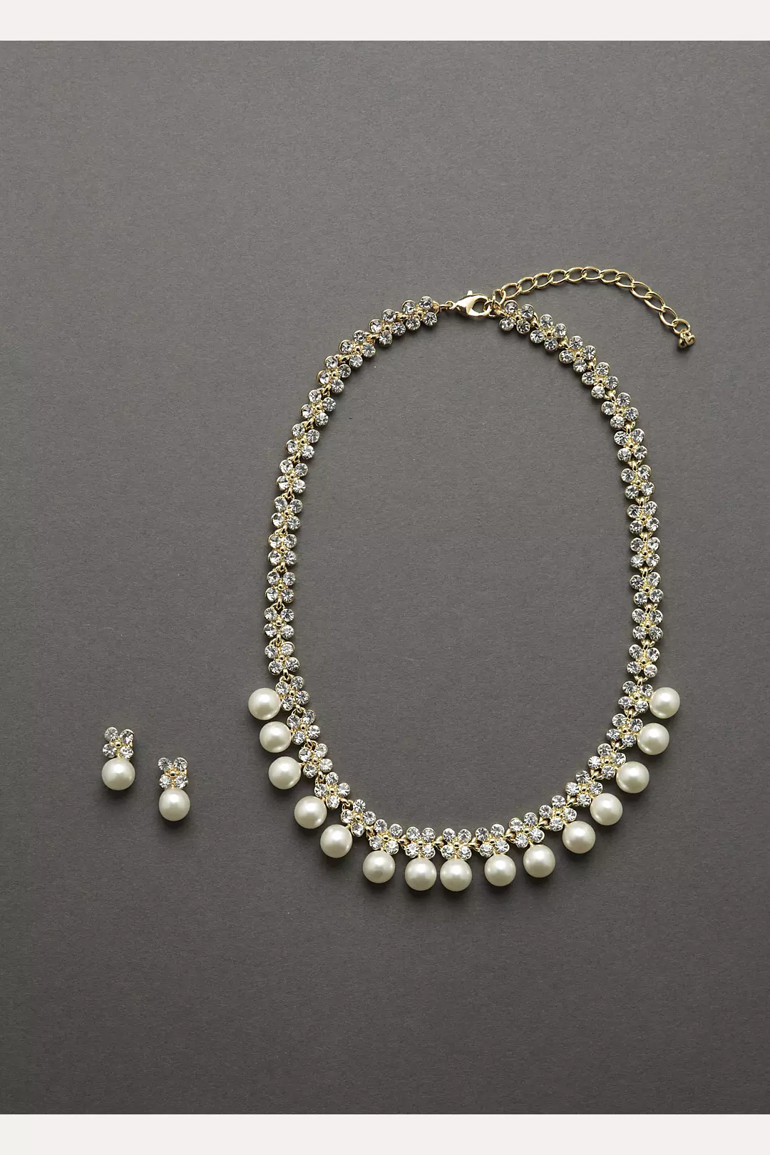 Pearl and Crystal Necklace and Earring Set Image