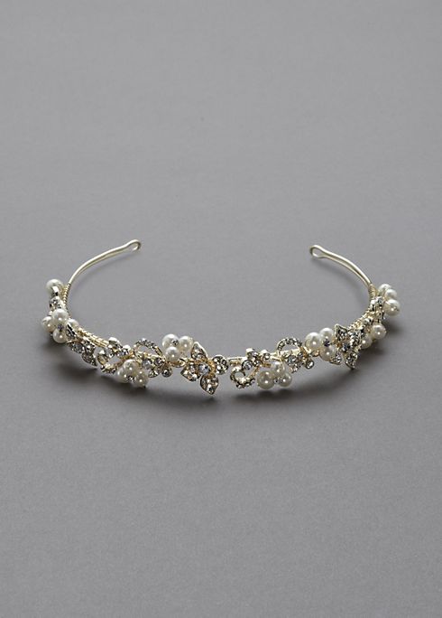 Crystal Floral and Pearl Cluster Headband Image
