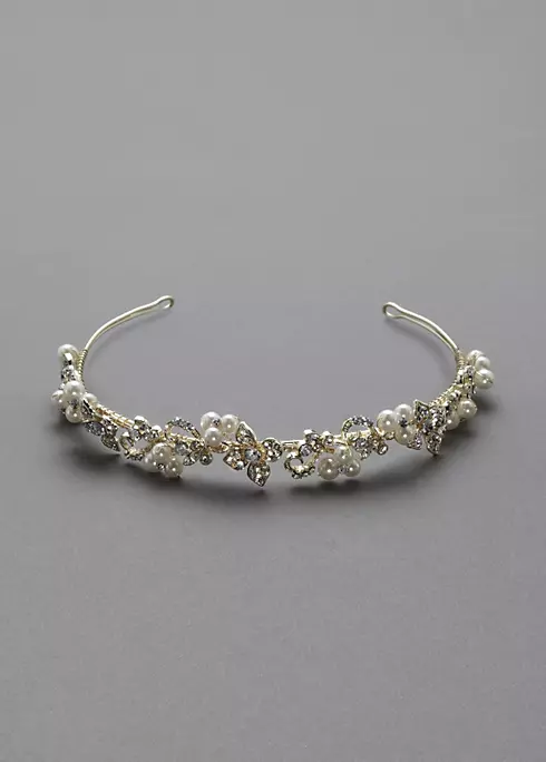 Crystal Floral and Pearl Cluster Headband Image 2