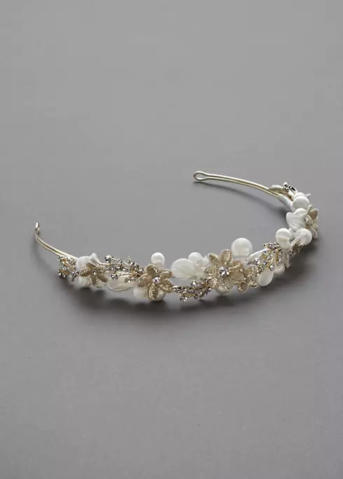Embellished Headband with Flowers and Crystals Image 3