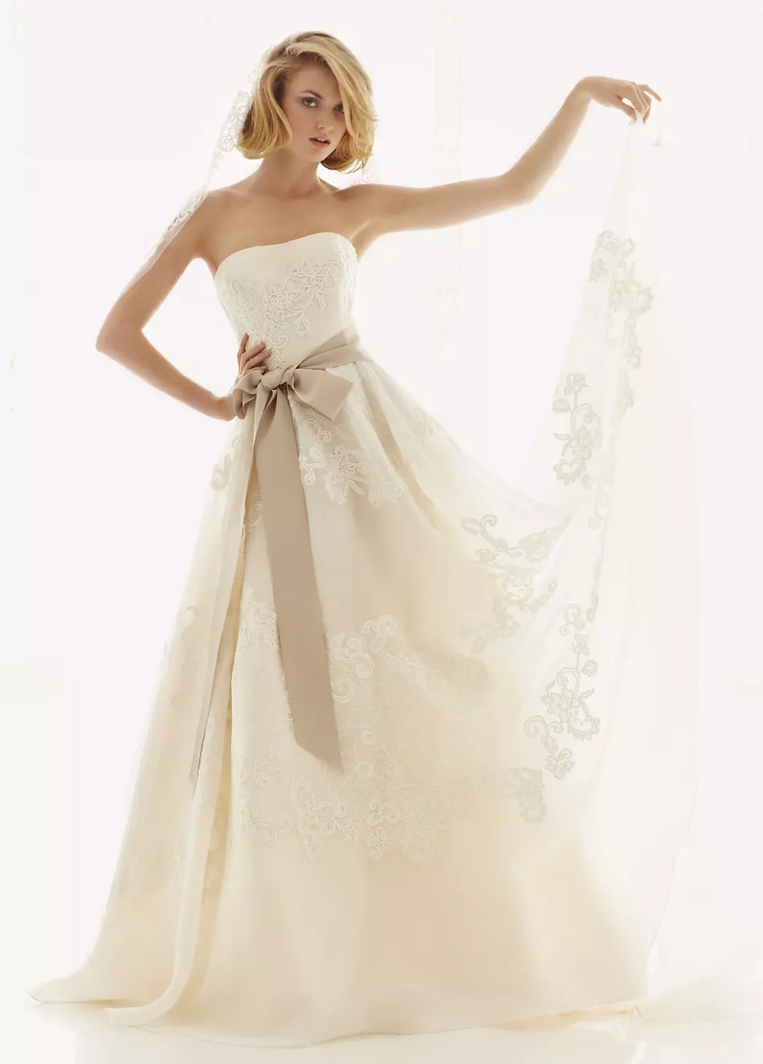 Melissa Sweet Satin Organza and Lace Wedding Dress Image