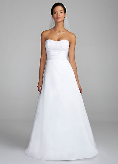 Satin Strapless Al Line Gown with Ruched Waistband Image