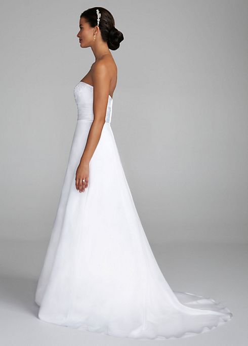 Satin Strapless Al Line Gown with Ruched Waistband Image 4