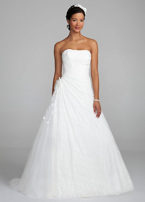 Strapless A Line Lace and Side Drape Gown Image 1