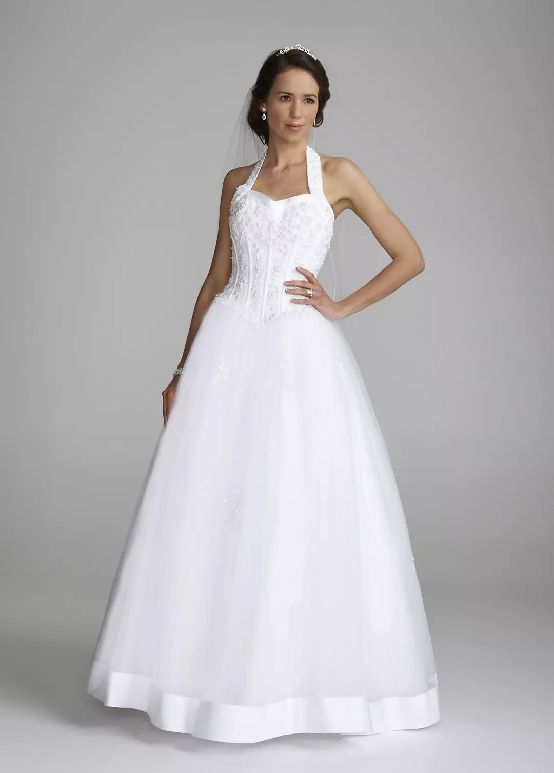 Halter Sweetheart Tulle Wedding Dress Image