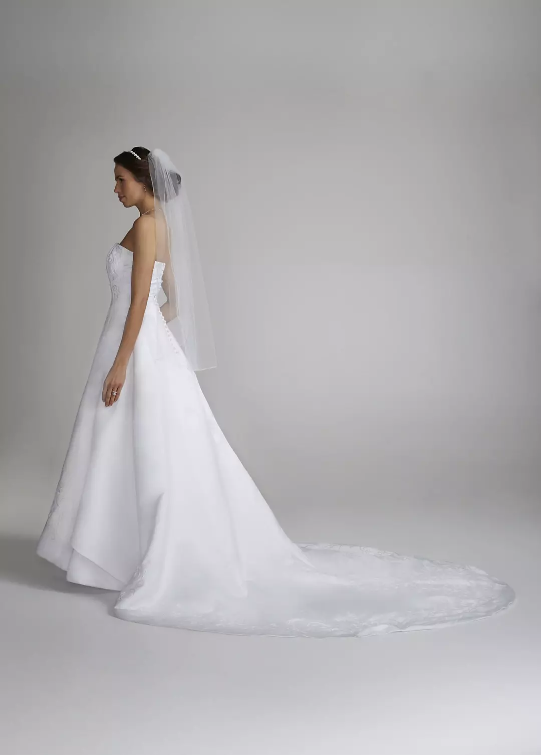 A-line Split Front Wedding Dress with Beading  Image 3