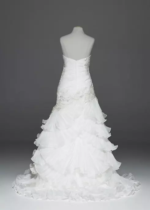 Organza Gown with Pleated Tier Skirt and Lace  Image 2
