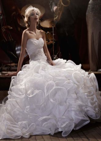 Ball Gown with Embellished Waist and Ruffled Skirt | David's Bridal