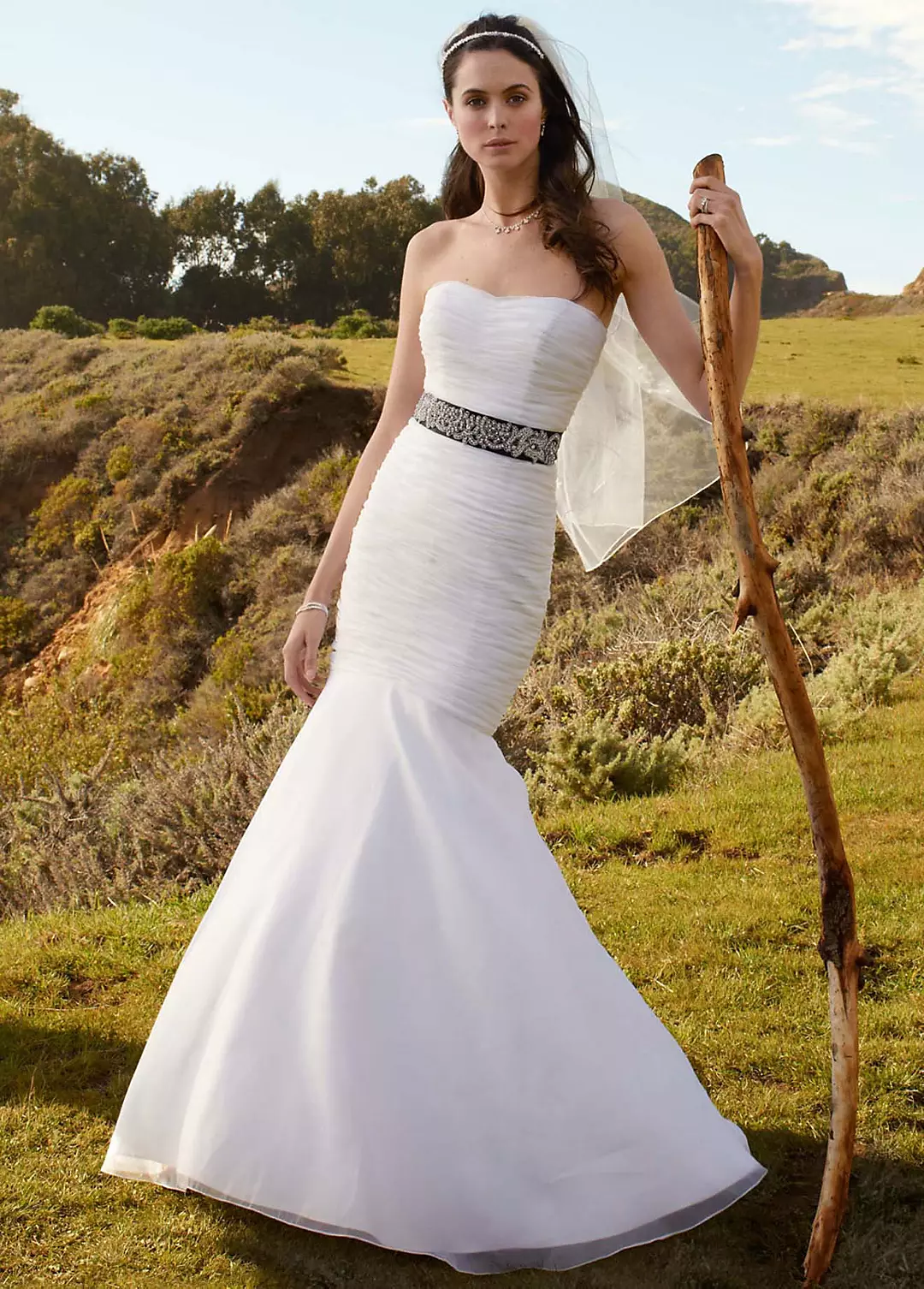 Strapless Organza Fitted Gown with Draped Bodice Image