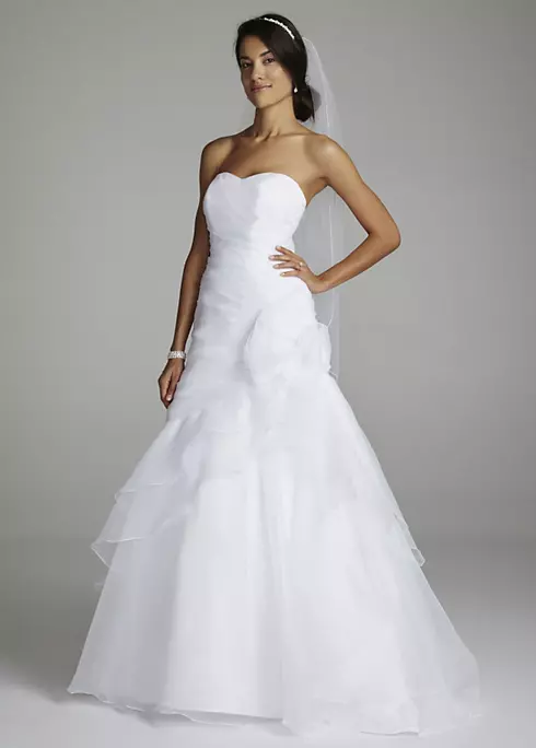 Organza A Line Gown with Floral Side Detail Image 1