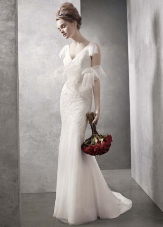 White by Vera Wang V Neck A-line Wedding Dress | David's Bridal