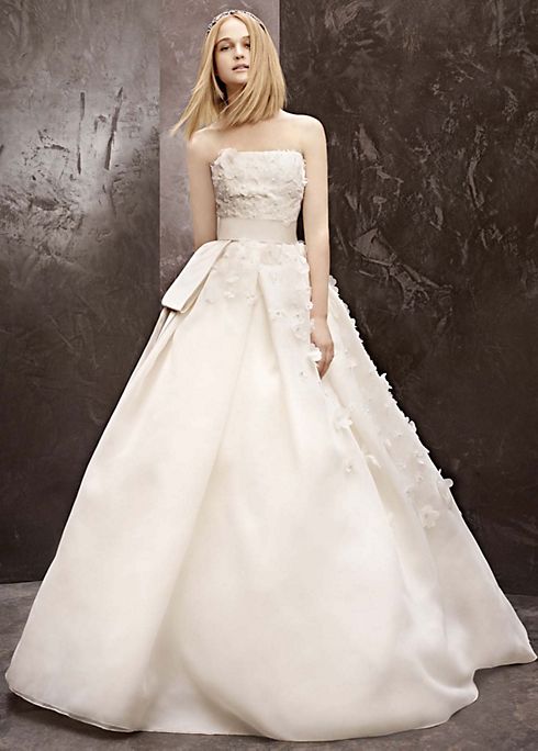Basket Weave Organza Gown with Floral Detail Image