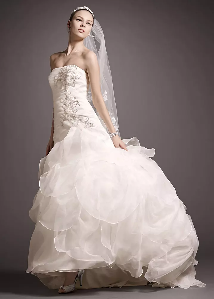 Organza Drop Waist Wedding Dress with Beading | David's Bridal Organza Drop Waist Wedding Dress with Beading | David's Bridal