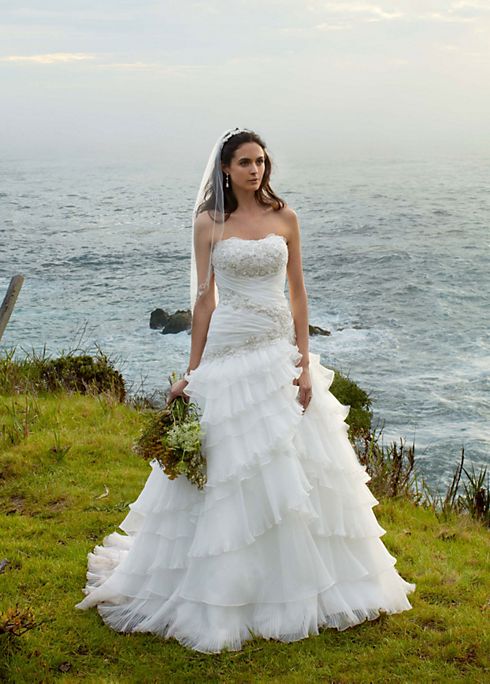 As-Is Chiffon Ruffled Plus Size Wedding Dress Image 3