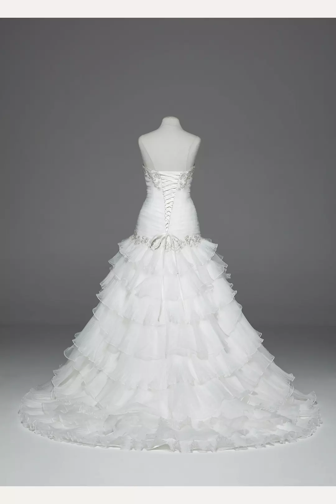 Pleated Wedding Dress with Tiers and Lace-Up Back  Image 2