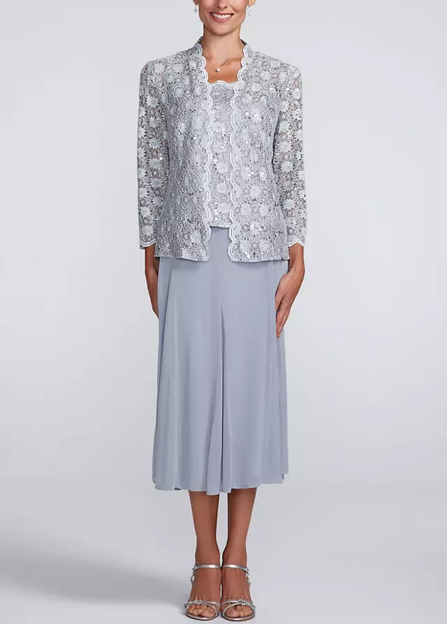 Lace Jacket with Sheer Matte Jersey Skirt Image